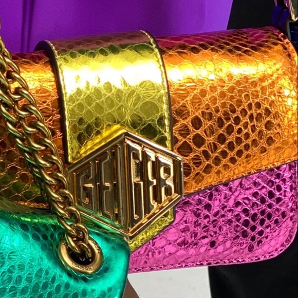 KURT GEIGER Metallic Colorblock Leather 20 Mini Convertible Bag LIKE NEW - Picture 17 of 17